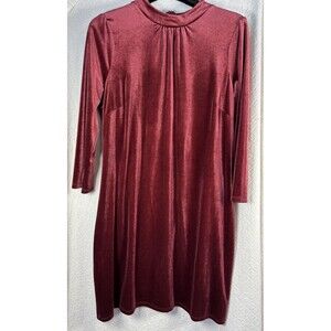 Boden Livia Burgundy Velvet Shift Dress 14US/18UK Midi Cocktail Party